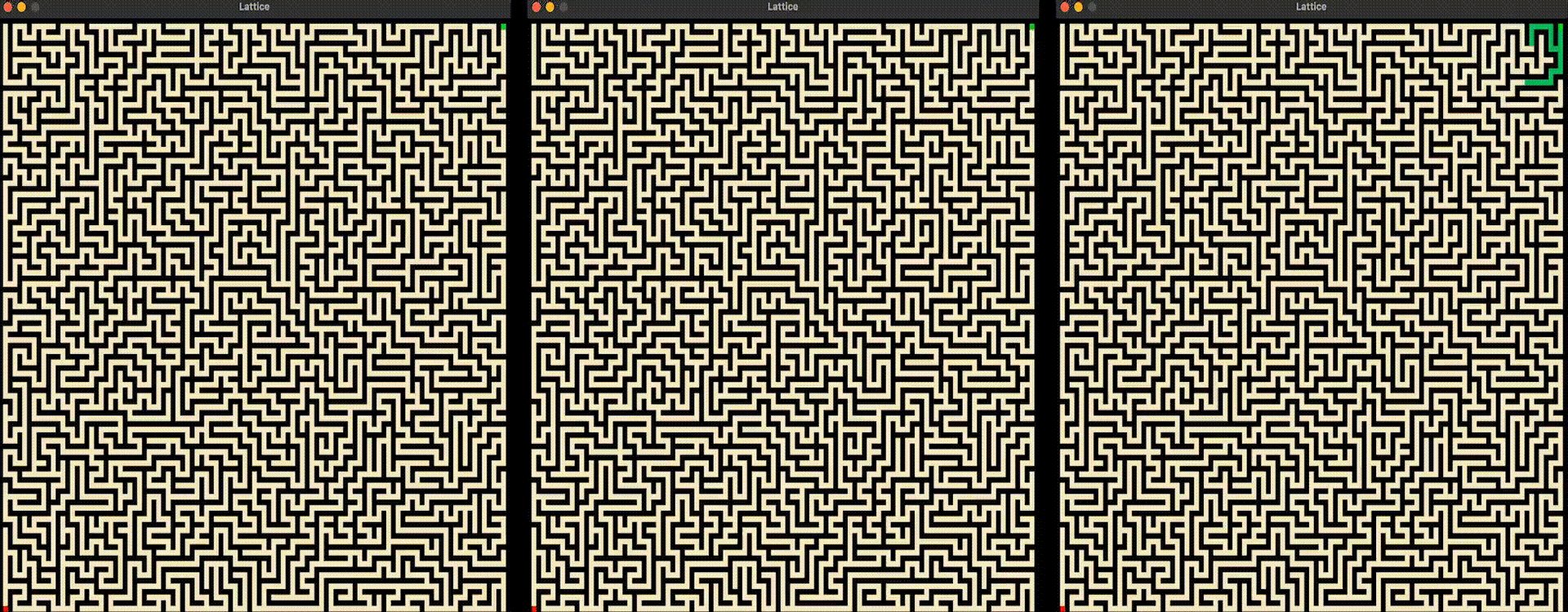 Pathfinding algorithms on a maze